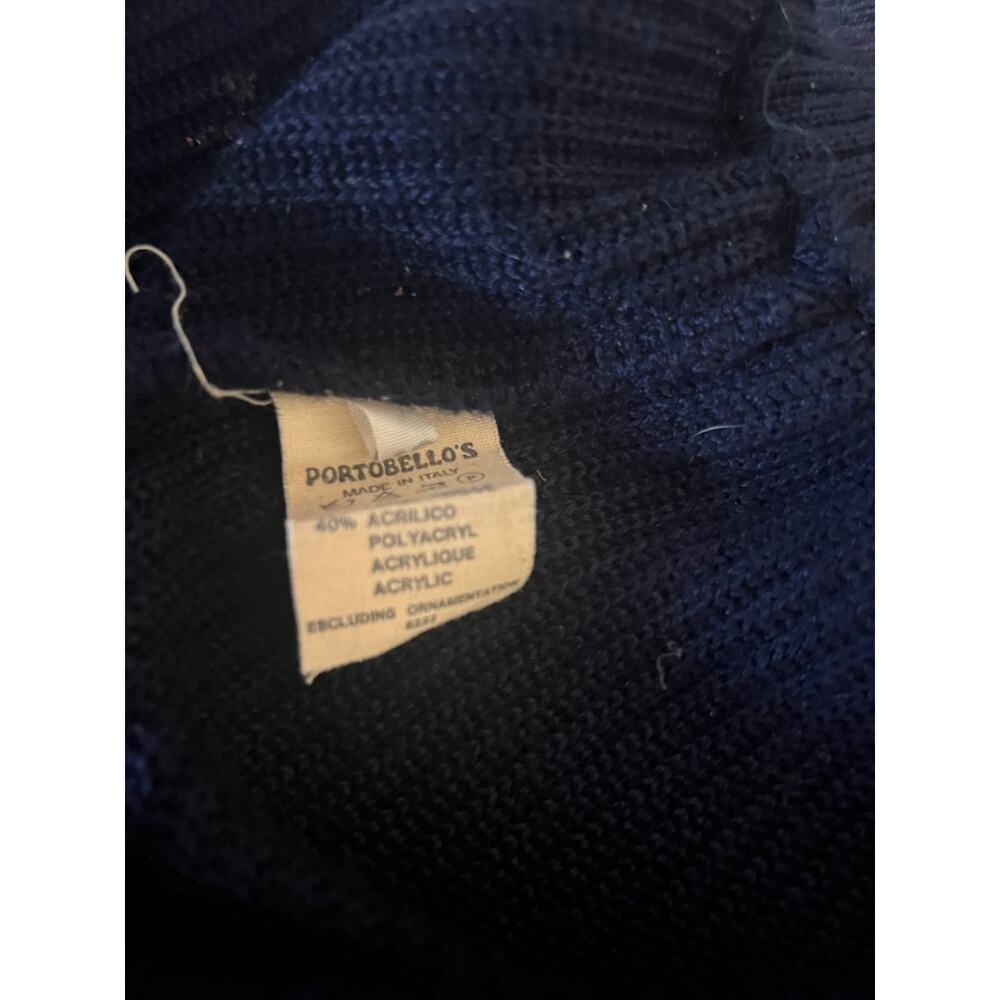 Portobellos VintageTwo-Button Knitted Sweate Blue Low Neck Long Sleeved - Picture 16 of 16
